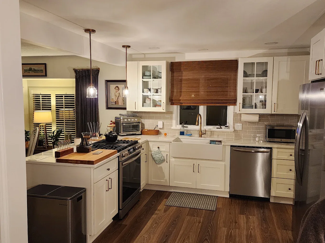Traditional white kitchen with warm wood accents